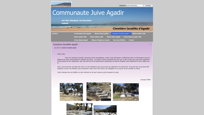 This webpage is a dedicated memorial section of the Jewish Community of Agadir website, specifically