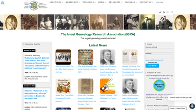 This web page serves as the main hub for the Israel Genealogy Research Association (IGRA), a special
