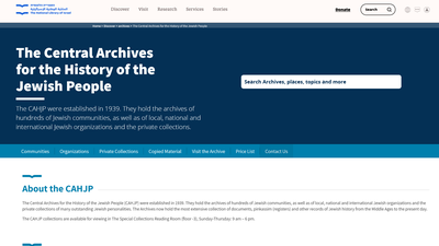 **The Central Archives for the History of the Jewish People: A Premier Repository of Global Jewish H