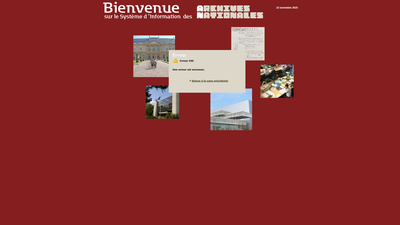 Based on the provided content, this appears to be an error page from the French National Archives' o