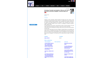 This webpage documents a conference presentation from the 32nd International Conference on Jewish Ge