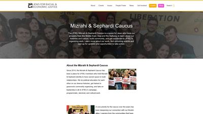 This webpage describes the Mizrahi & Sephardi Caucus, a specialized group within Jews for Racial & E