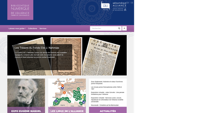 This is the digital library homepage of the Alliance Israélite Universelle (AIU), a comprehensive on