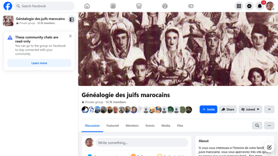 This Facebook page serves as a digital hub for the genealogy research and documentation of Moroccan 